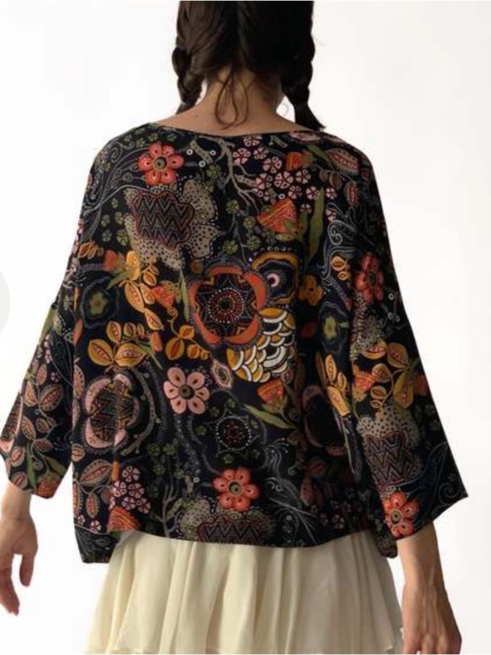 Missoni Black Floral Paisley Boatneck Blouse 100% Silk Size Large - Picture 3 of 8